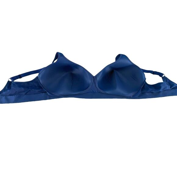 Hanes Wire Free  Padded Tee Shirt Bra Adjustable Plus Size 3XL Blue Polka Dot - Picture 8 of 10